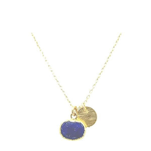 Electroform Oval Gemstone Charm Necklace: Lapis (NGCH7408LP) Necklaces athenadesigns 