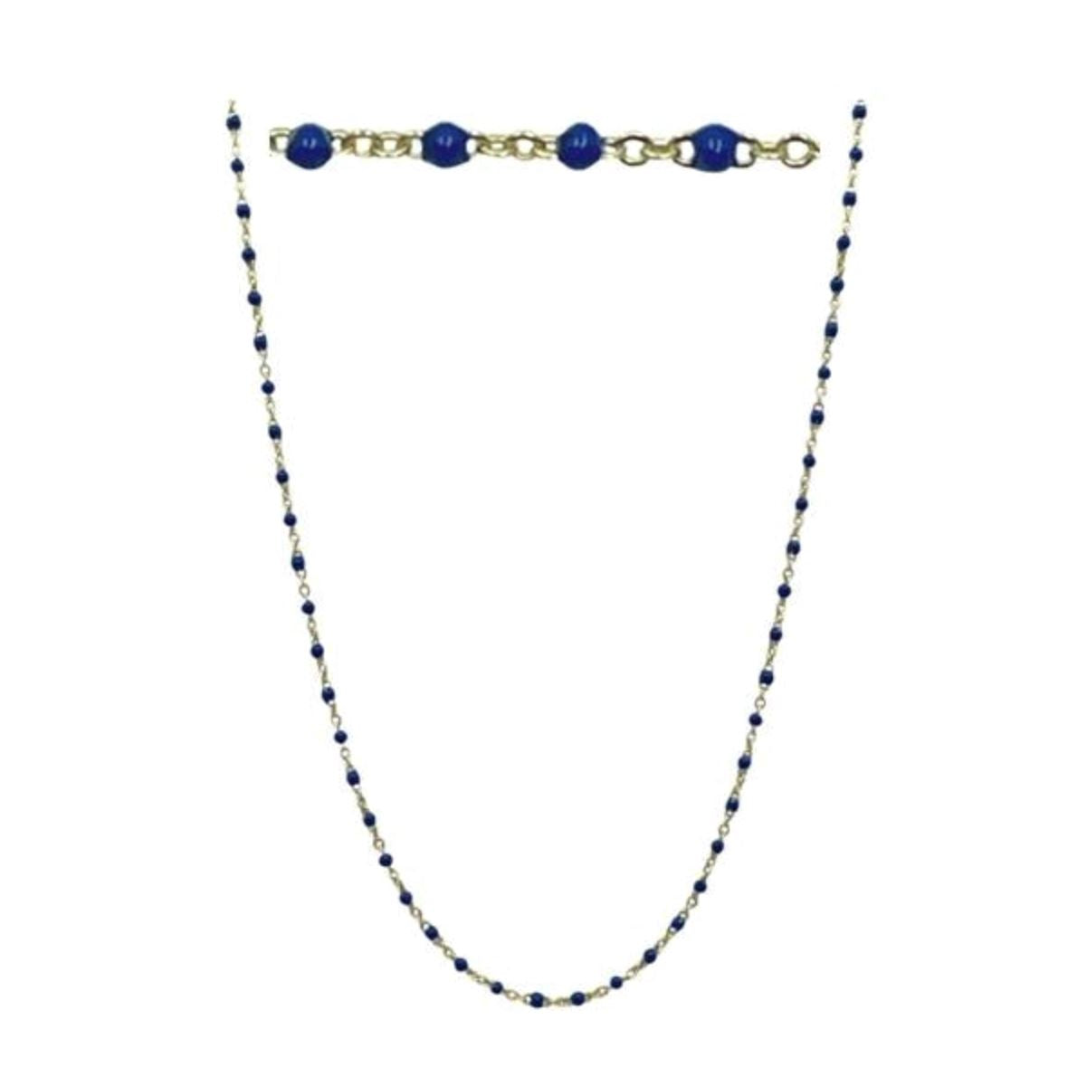2mm Enamel Beaded Necklace: Lapis Vermeil or Plated (_NG7004LP) Necklaces athenadesigns Plated : PNG7004LP 