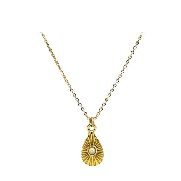 Opalite Small Teardrop Necklace (NGCP48005) Necklaces athenadesigns 