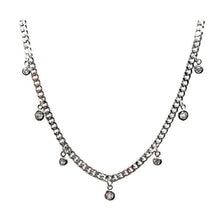 Load image into Gallery viewer, Plated Curb Chain With CZ Drops: Gold or Silver (NC_4056) Necklaces athenadesigns Silver Plated: NCS4056 
