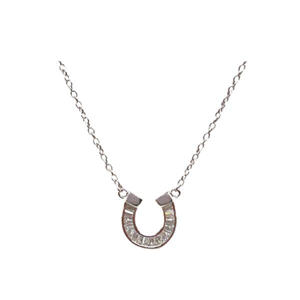CZ & Vermeil or Sterling Horseshoe necklace (N_CH485HRS) Necklaces athenadesigns Sterling: NCH485HRS 