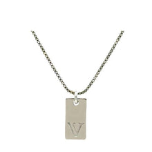Load image into Gallery viewer, Initial Necklaces; Letters S-Z Plated Tags; Silver or Gold (N_CP48_) Necklaces athenadesigns Silver Plated V 
