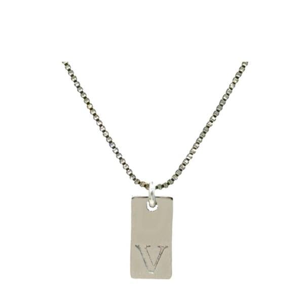 Initial Necklaces; Letters S-Z Plated Tags; Silver or Gold (N_CP48_) Necklaces athenadesigns Silver Plated V 
