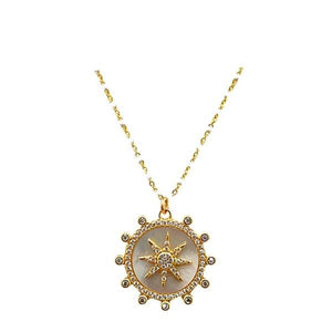 Enamel Starburst Charm on Plated or Gold Vermeil Beaded Chain: White (_NGCP756MN) Necklaces athenadesigns Gold Vermeil Beaded Chain: NGP756MN 