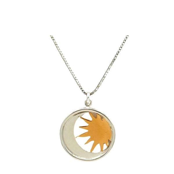 Sterling Moon Bronze Sun on Rhodium Fill Chain (NCP46SUN) Necklaces athenadesigns 