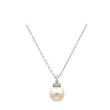 Load image into Gallery viewer, Pearl CZ Cap Vermeil Necklace- Also Sterling (NGCP345) Necklaces athenadesigns Sterling: NCP345 
