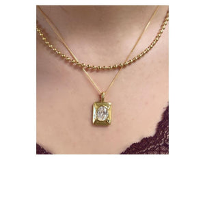 18kt Gold Fill Tag With Cz Center on 18ktGol Fill Chain (NGCP4805) Necklaces athenadesigns 