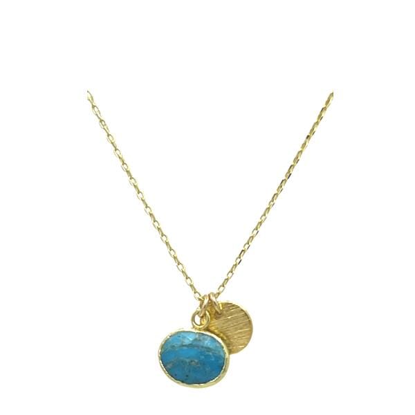 Electroform Oval Gemstone Charm Necklace: Turquoise (NGCH7408TQ) Necklaces athenadesigns 