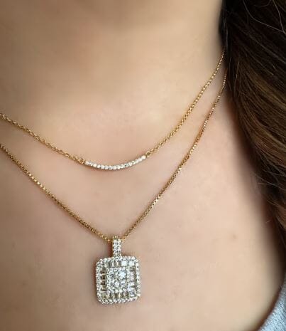 Curved CZ Gold Vermeil Necklace (NCG4058) Necklaces athenadesigns 