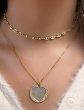 Load image into Gallery viewer, Heart: Large Stone Heart Set in 18kt Gold Fill With CZ Halo: Mother of Pearl (NGCP65WT) Necklaces athenadesigns 
