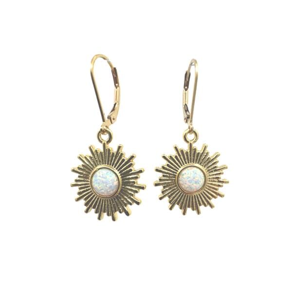 Opalite Textured Lever Earrings (EGL46405) Earrings athenadesigns 
