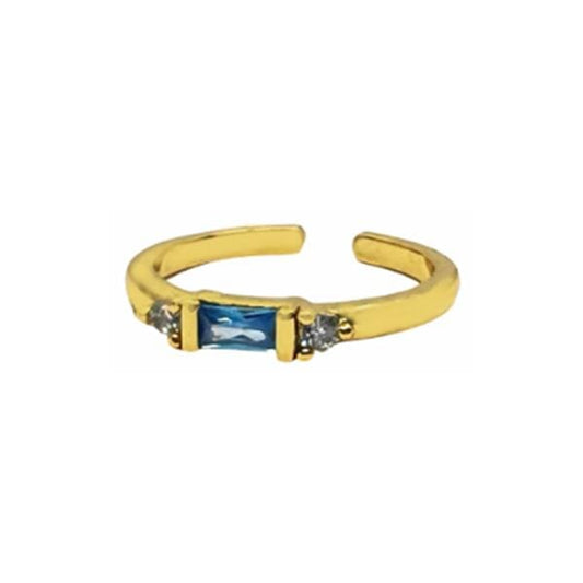 Adjustable Ring: CZ Baguettes & 18kt Gold Fill: Aqua (RG458Q) Rings athenadesigns 