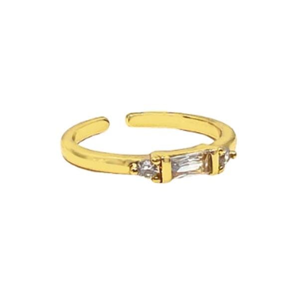 Adjustable Ring: CZ Baguettes & 18kt Gold Fill: Clear (RG458C) Rings athenadesigns 