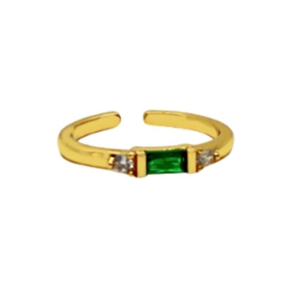 Adjustable Ring: CZ Baguettes & 18kt Gold Fill: Emerald (RG458EM) Rings athenadesigns 