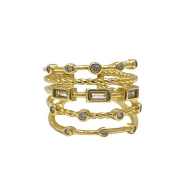 Adjustable Ring: 5 Row 18kt gold Fill & CZ Ring (RG5/450) Rings athenadesigns 