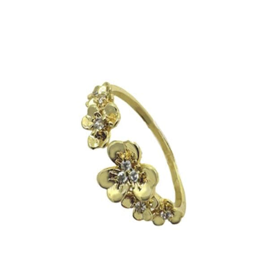 Adjustable Gold Plated and CZ Flower Ring (RG45FLWR) Rings athenadesigns 