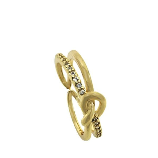 2Row Adjustable 'Knot' Ring: Gold Plated and CZ (RG45KNOT) Rings athenadesigns 