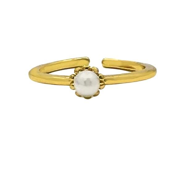 Adjustable Ring: 3mm Pearl on 18kt Gold Fill Band (RG3460) Rings athenadesigns 