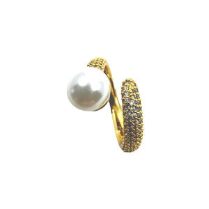 Adjustable Ring: Micro pave CZ and Pearl Rings athenadesigns 