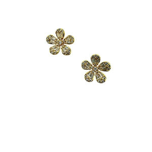 Micro Pave and Gold Vermeil Flower Post Earring (EGP455FLW) Earrings athenadesigns 
