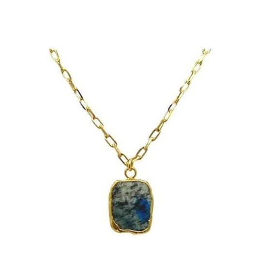 Electroform Pendant on Link Chain: Azurite Jasper: Gold or Silver (N_CP749AJ) Necklaces athenadesigns Gold: NGCP749AJ 