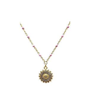 Mix & Match: Choose From 4 Charms on Vermeil Enamel Chain: Pink (NG704P_) Necklaces athenadesigns Charm: Sunflower (wholesale) 