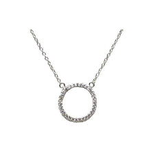 Load image into Gallery viewer, Micro Pave Open Circle: Gold Vermeil or Sterling Silver (NC_4605) Necklaces athenadesigns Sterling Silver: NC4605 
