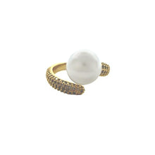 Load image into Gallery viewer, Adjustable Ring: Micro pave CZ and Pearl Rings athenadesigns 
