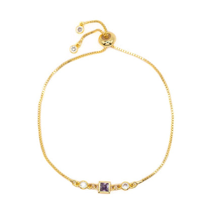 Birthstone Pull Chain - February Bracelets athenadesigns BBS02AM Amethyst Purple 