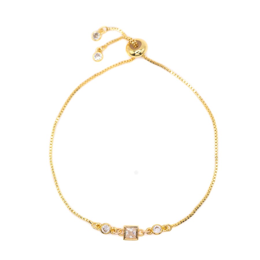 Birthstone Pull Chain - April Bracelets athenadesigns BBS04CL Diamond Clear 