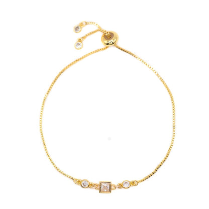 Birthstone Pull Chain - April Bracelets athenadesigns BBS04CL Diamond Clear 