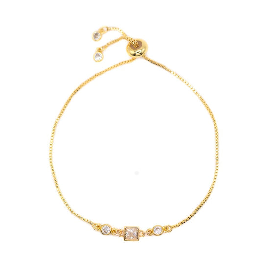 Birthstone Pull Chain - April Bracelets athenadesigns BBS04CL Diamond Clear 