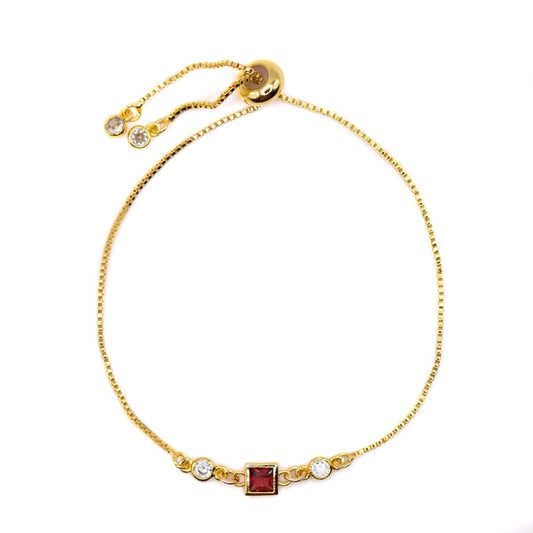 Birthstone Pull Chain - July Bracelets athenadesigns BBS07RB Ruby Red 