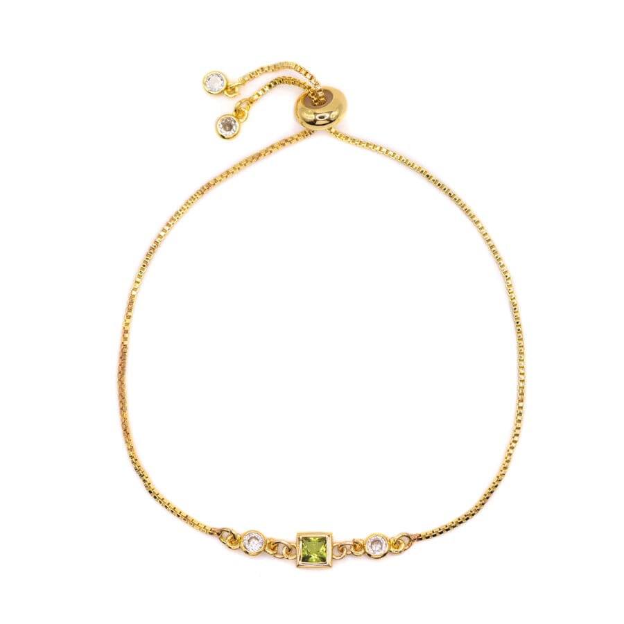 Birthstone Pull Chain - August Bracelets athenadesigns BBS08PD Peridot Green 