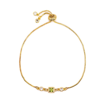Birthstone Pull Chain - August Bracelets athenadesigns BBS08PD Peridot Green 