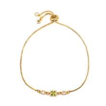 Load image into Gallery viewer, Birthstone Pull Chain - August Bracelets athenadesigns BBS08PD Peridot Green 
