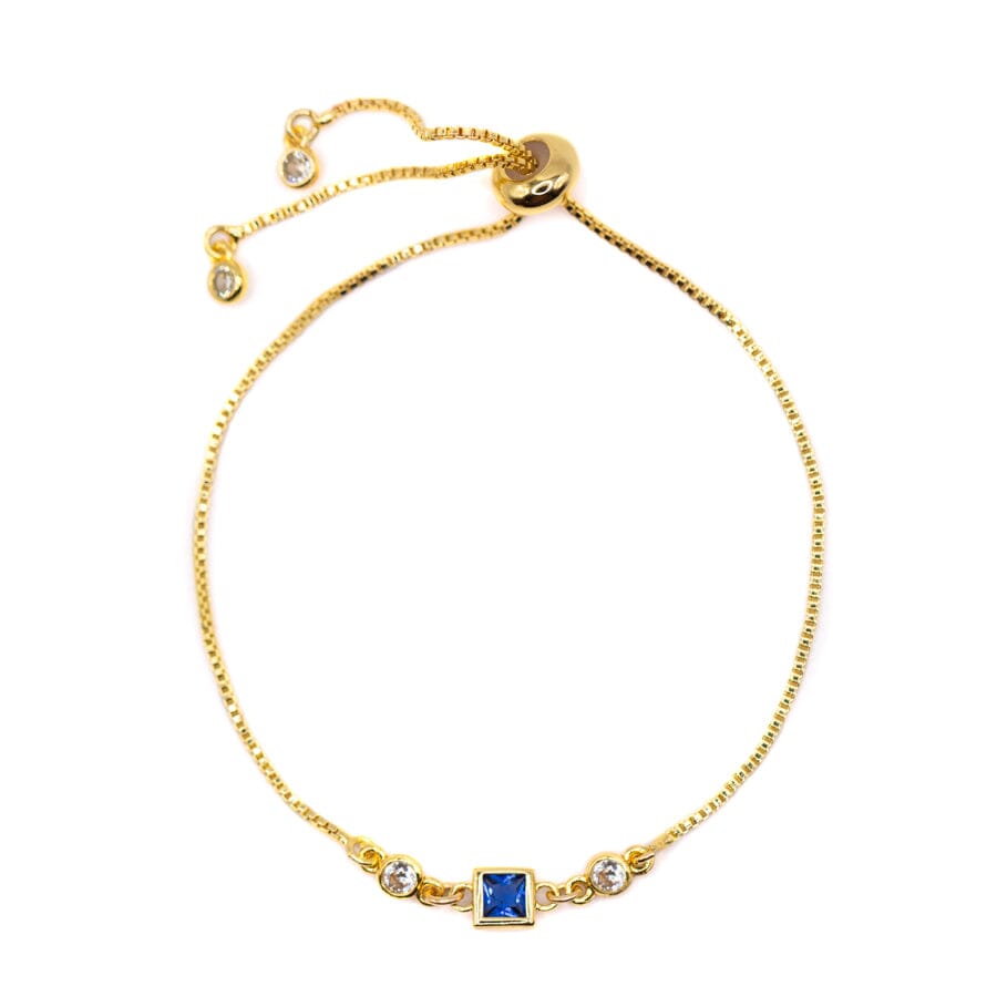 Birthstone Pull Chain - September Bracelets athenadesigns BBS09SP Sapphire Blue 