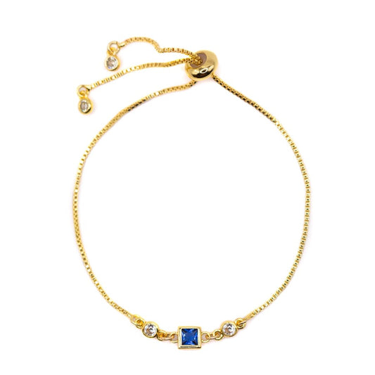 Birthstone Pull Chain - September Bracelets athenadesigns BBS09SP Sapphire Blue 