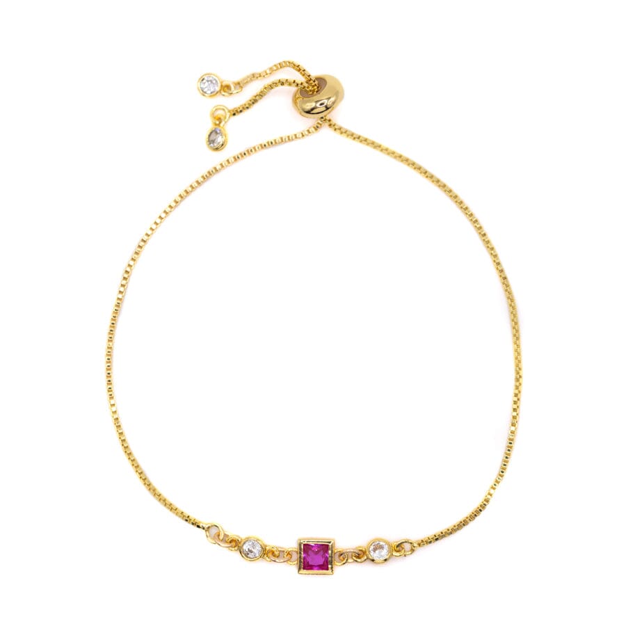 Birthstone Pull Chain - October Bracelets athenadesigns BBS10TM Tourmaline Pink 