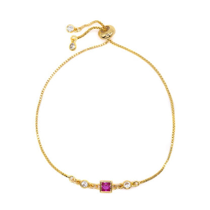 Birthstone Pull Chain - October Bracelets athenadesigns BBS10TM Tourmaline Pink 