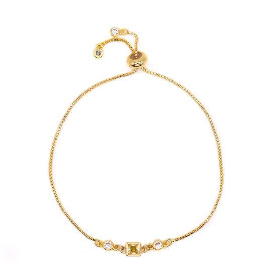 Birthstone Pull Chain - November Bracelets athenadesigns BBS11CT Citrine Yellow 