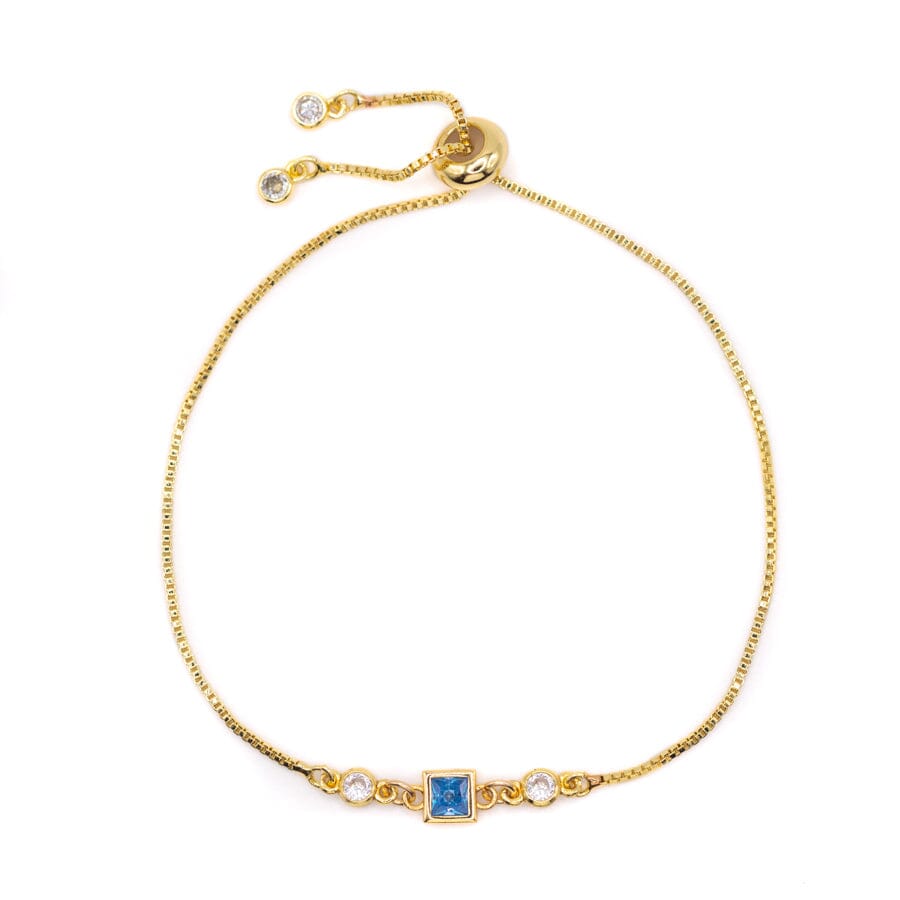 Birthstone Pull Chain - December Bracelets athenadesigns BBS12TZ Topaz Blue 