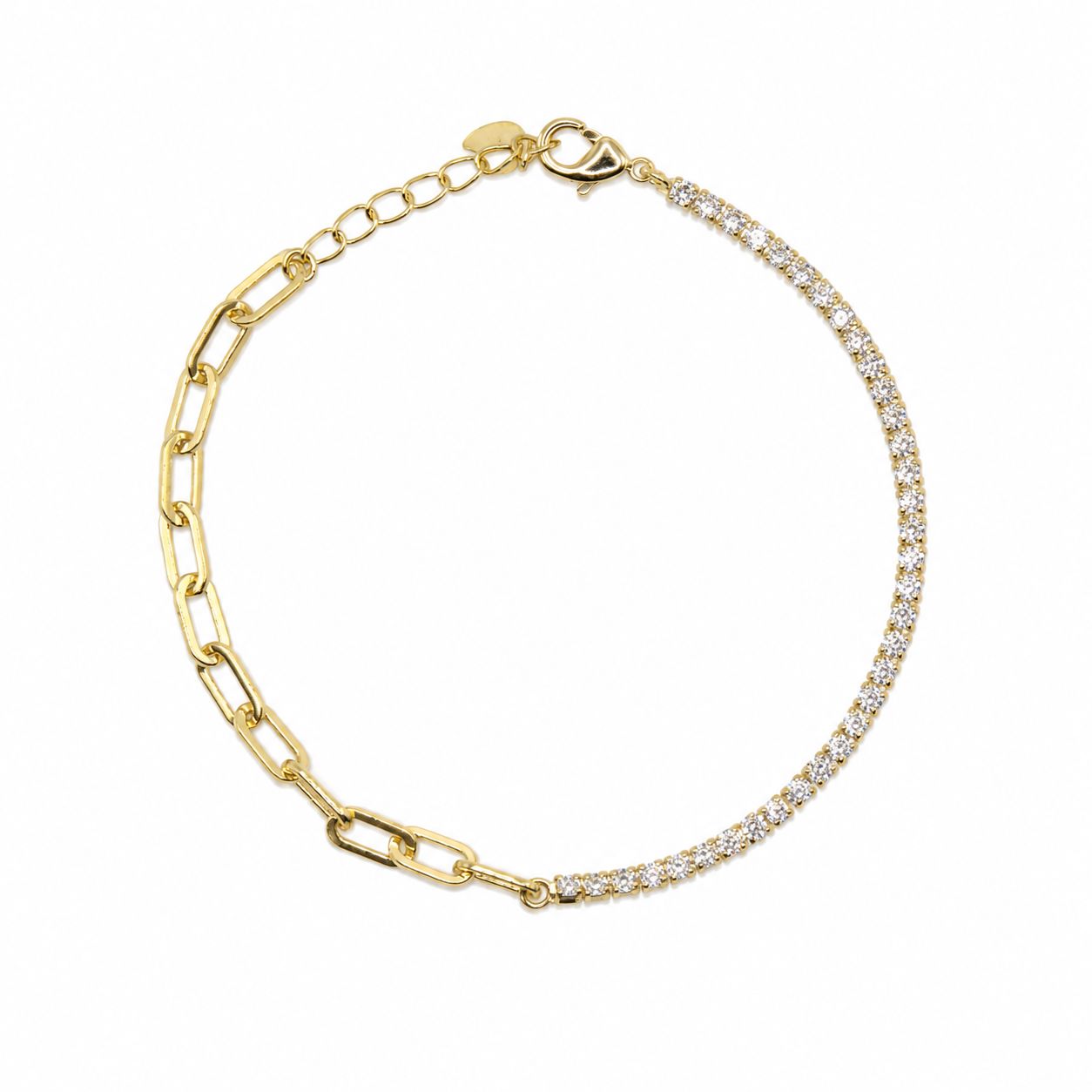 CZ Link Chain Bracelet: Gold Bracelet Athena Designs BCG4540 