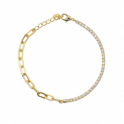 CZ Link Chain Bracelet: Gold Bracelet Athena Designs BCG4540 