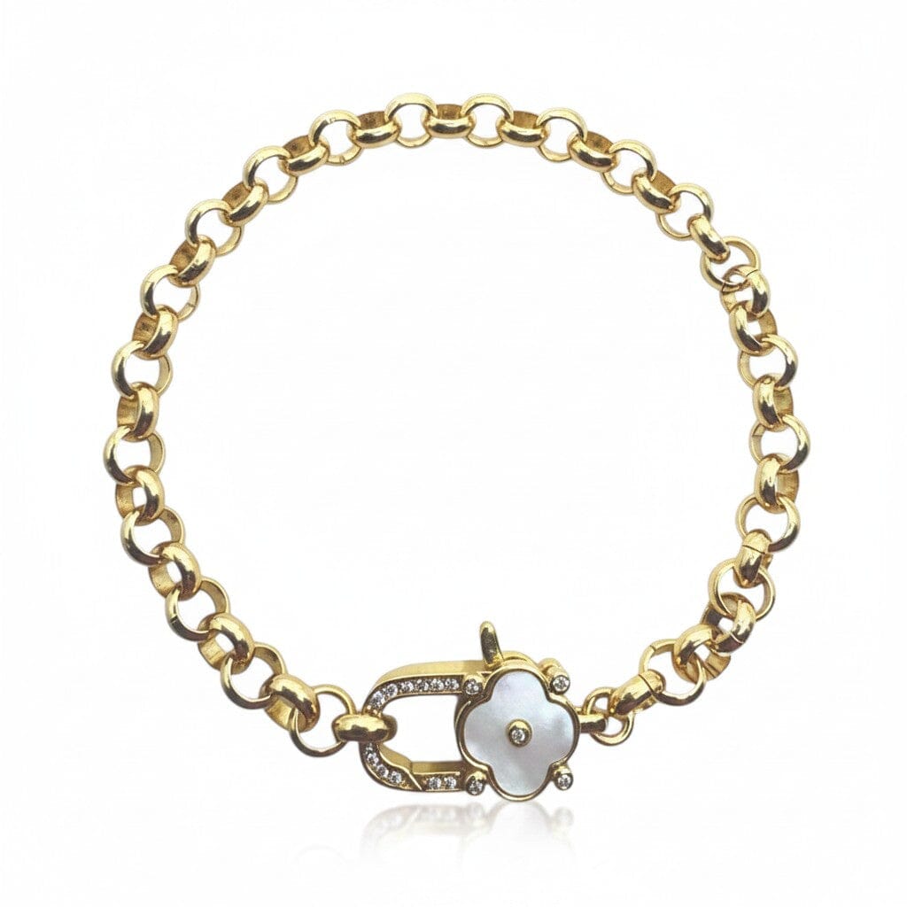 Clover Clasp Rolo-Chain Bracelet Bracelet athenadesigns BCG4585W 