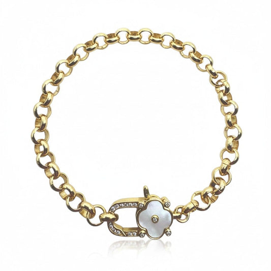 Clover Clasp Rolo-Chain Bracelet Bracelet athenadesigns BCG4585W 