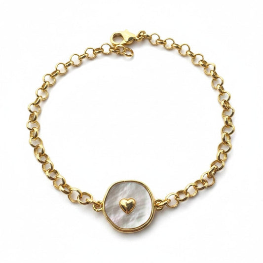 MOP Heart Inset Bracelet Bracelet athenadesigns BCG634 