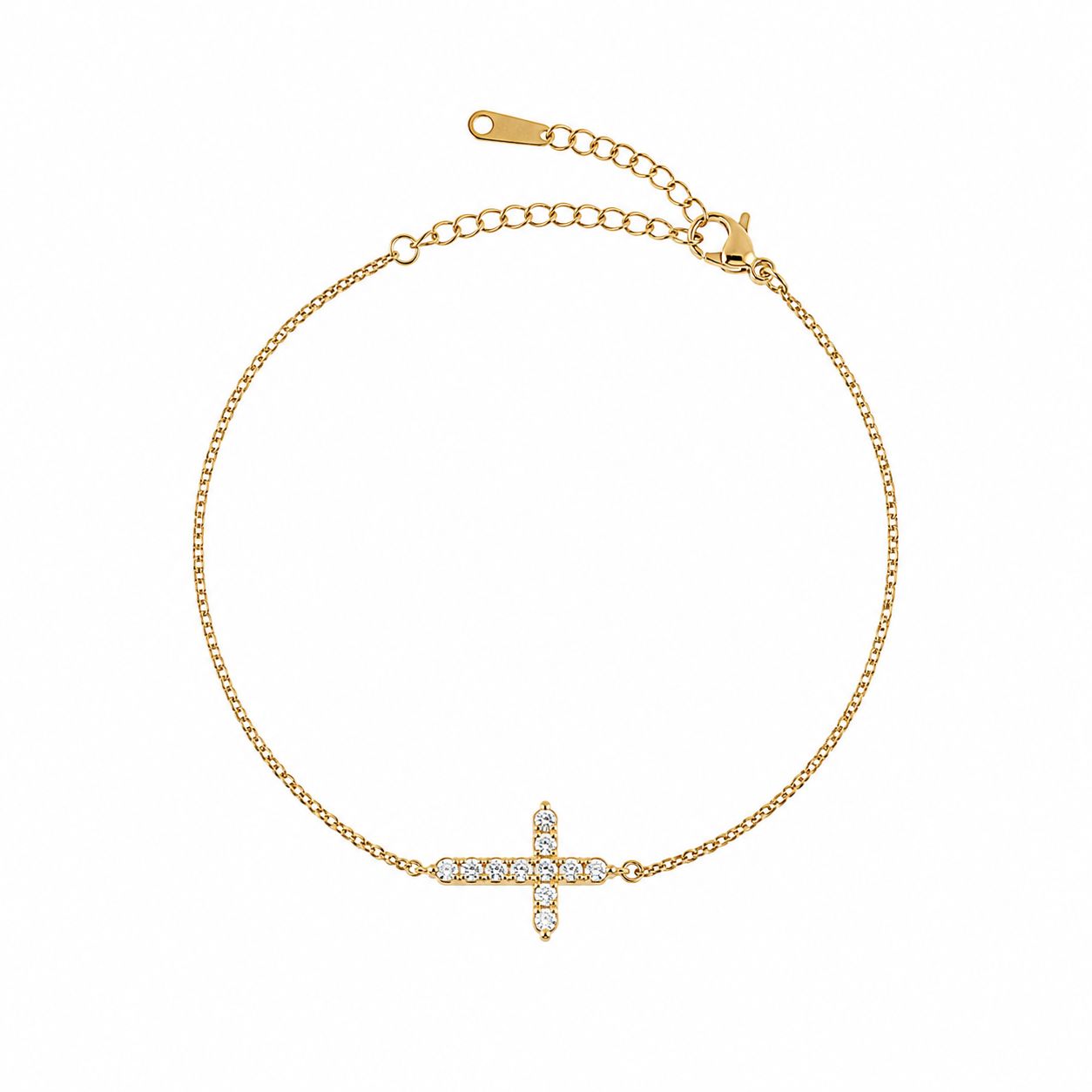 CZ Cross Bracelet Bracelet Hotlife BGST408CR Gold 