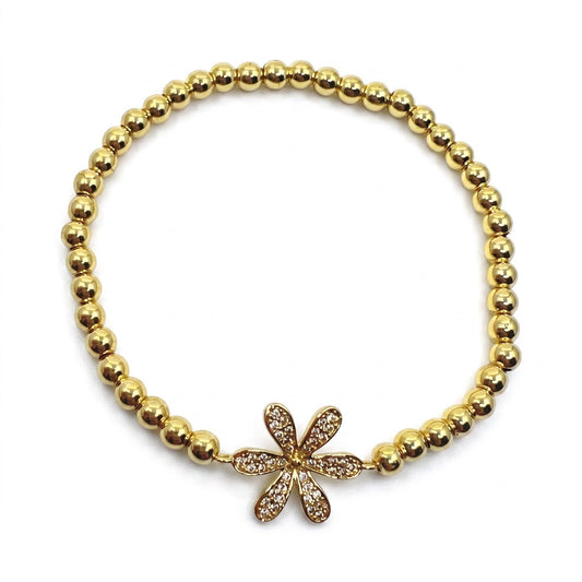 Pave Flower Beaded Bracelet Bracelet athenadesigns BG45FLWR 