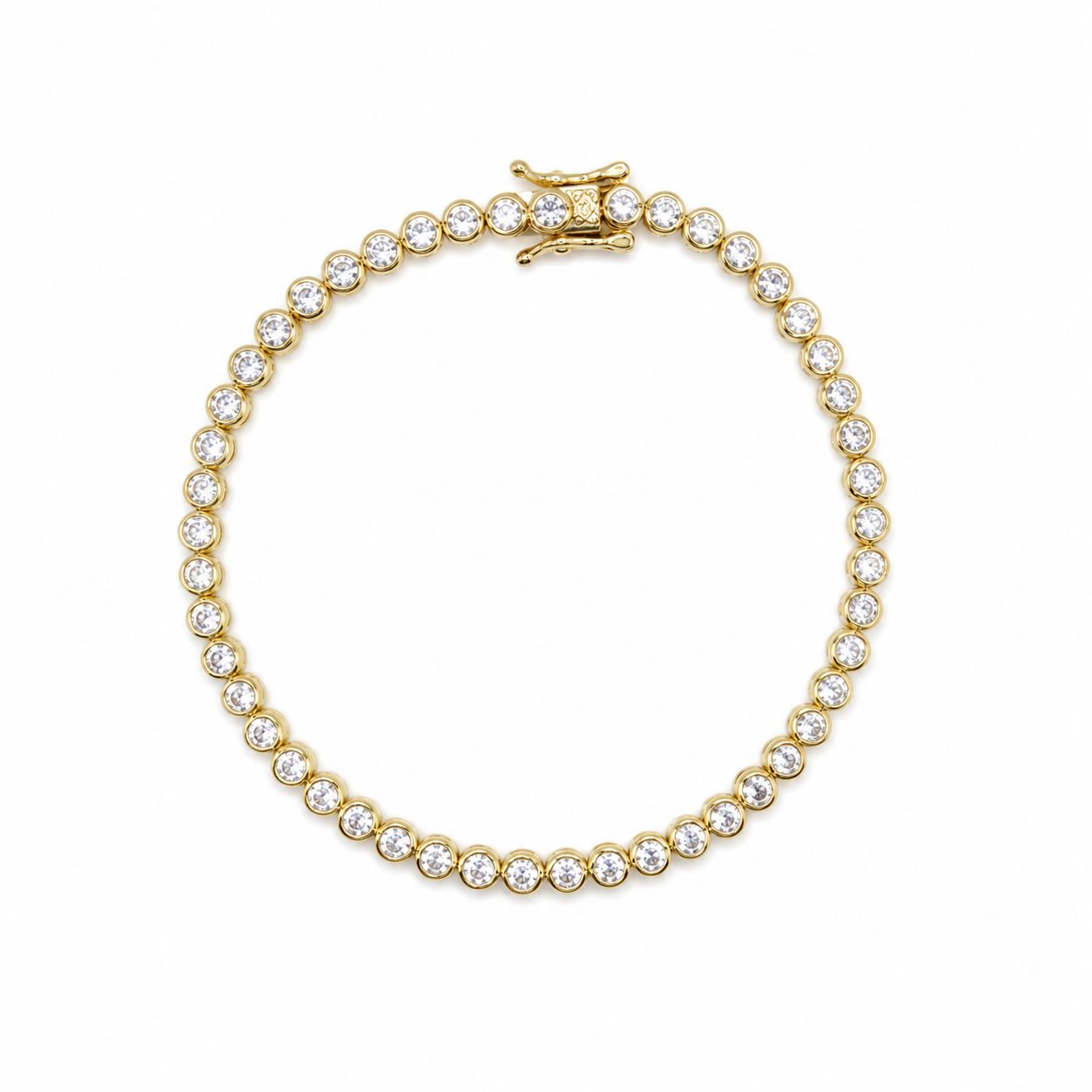 Bezel CZ Bracelet: Gold Bracelet athenadesigns BG4645 